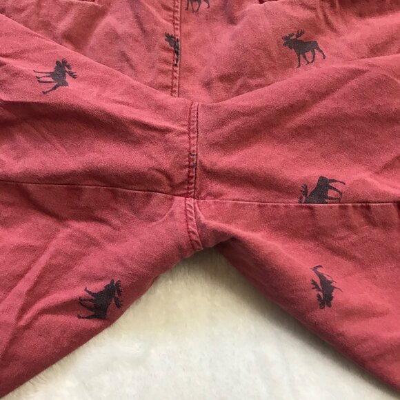 Abercrombie & Fitch Y2k Drawstring Cotton‎ Shorts Mens Medium Moose Print Red - Picture 4 of 8